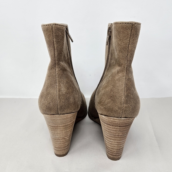 Dolce Vita Rupart Womens Wedge Booties Sz 7 Tan Truffle Faux Suede Square Toe - Picture 4 of 10
